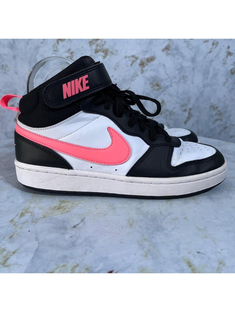 Nike Court Borough 2 Mid Youth Girls Size 5.5Y White Pink Black Athletic Sneaker